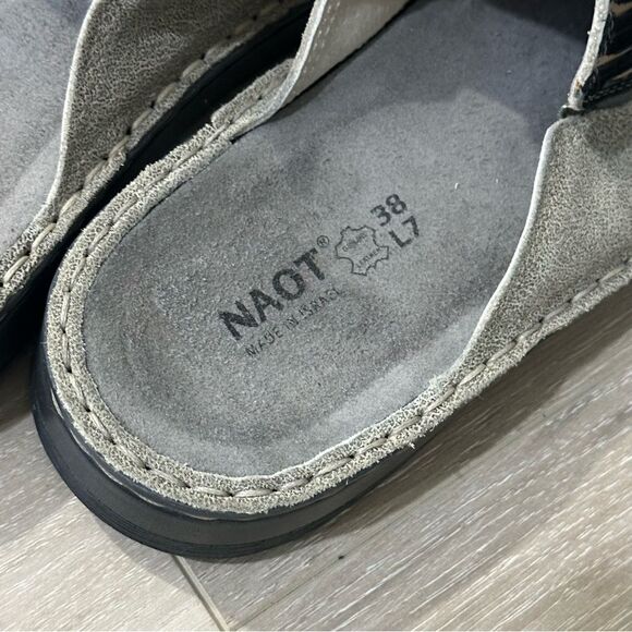 NAOT Leather Mules Clogs Zafra Grey Speckled Beige Women’s Sz 7 US 38EU - Picture 5 of 9